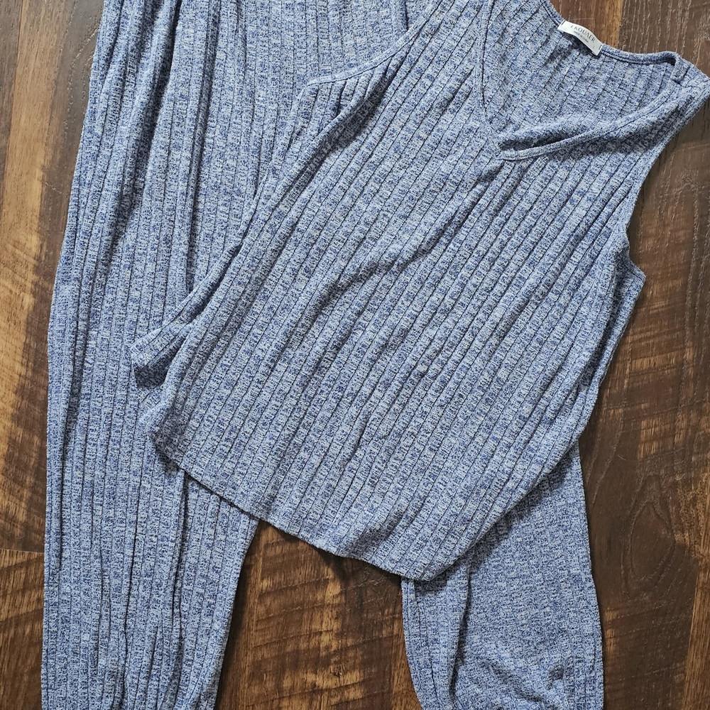 Blue Ribbed Knit Lounge Set - Picture 2 of 8